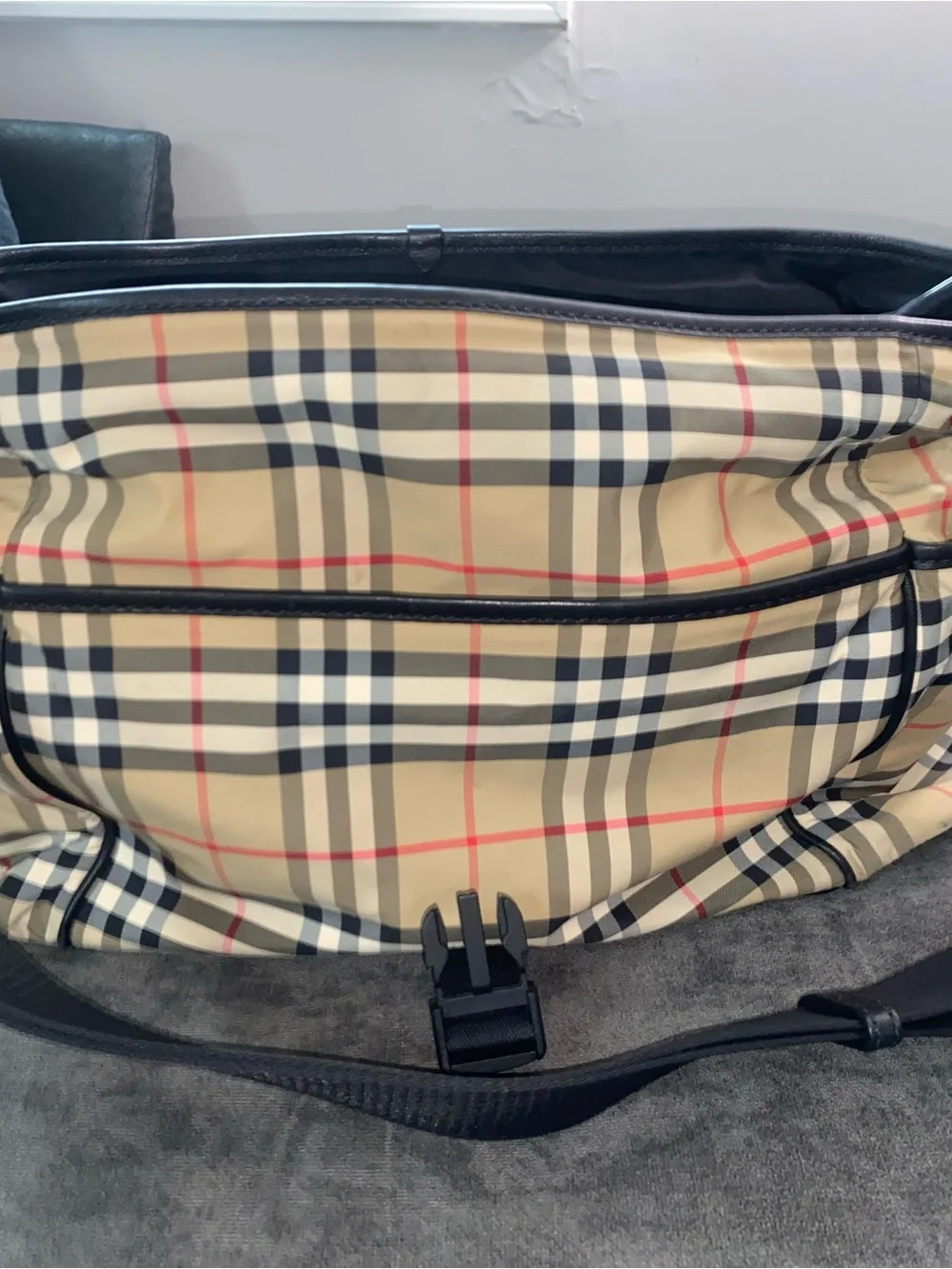 Burberry Beige Check Diaper Bag - Great Condition